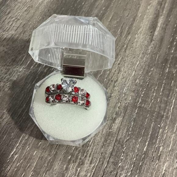 NWT CZ Ruby & Diamond 2PC Set Size 8 - Picture 1 of 10